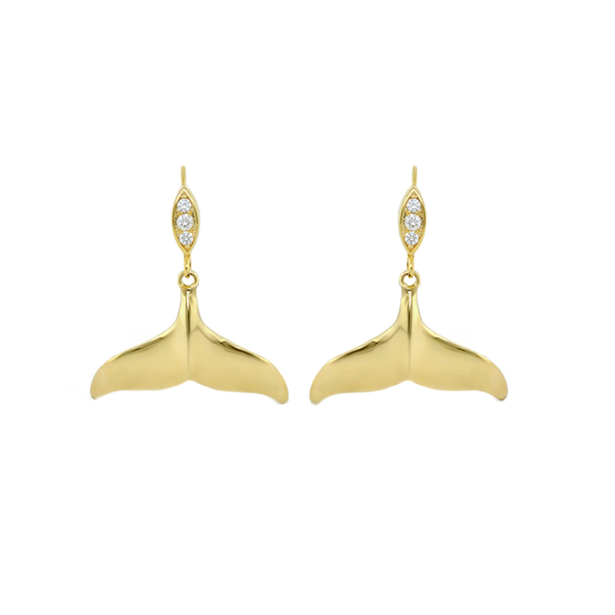 Eau Whale Tail Earrings by Lauren G Adams goldtone whale tail drops with diamond tops 2pc on Tampa Home & Garden Store