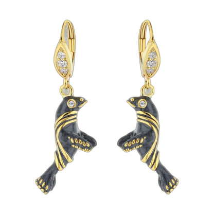 Eau Sea Lion Earrings gold-tone drop with pavé crystals and dark enamel sea lion charms set of 2 on Tampa Home & Garden Store