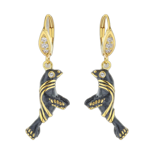 Eau Sea Lion Earrings gold-tone drop with pavé crystals and dark enamel sea lion charms set of 2 on Tampa Home & Garden Store