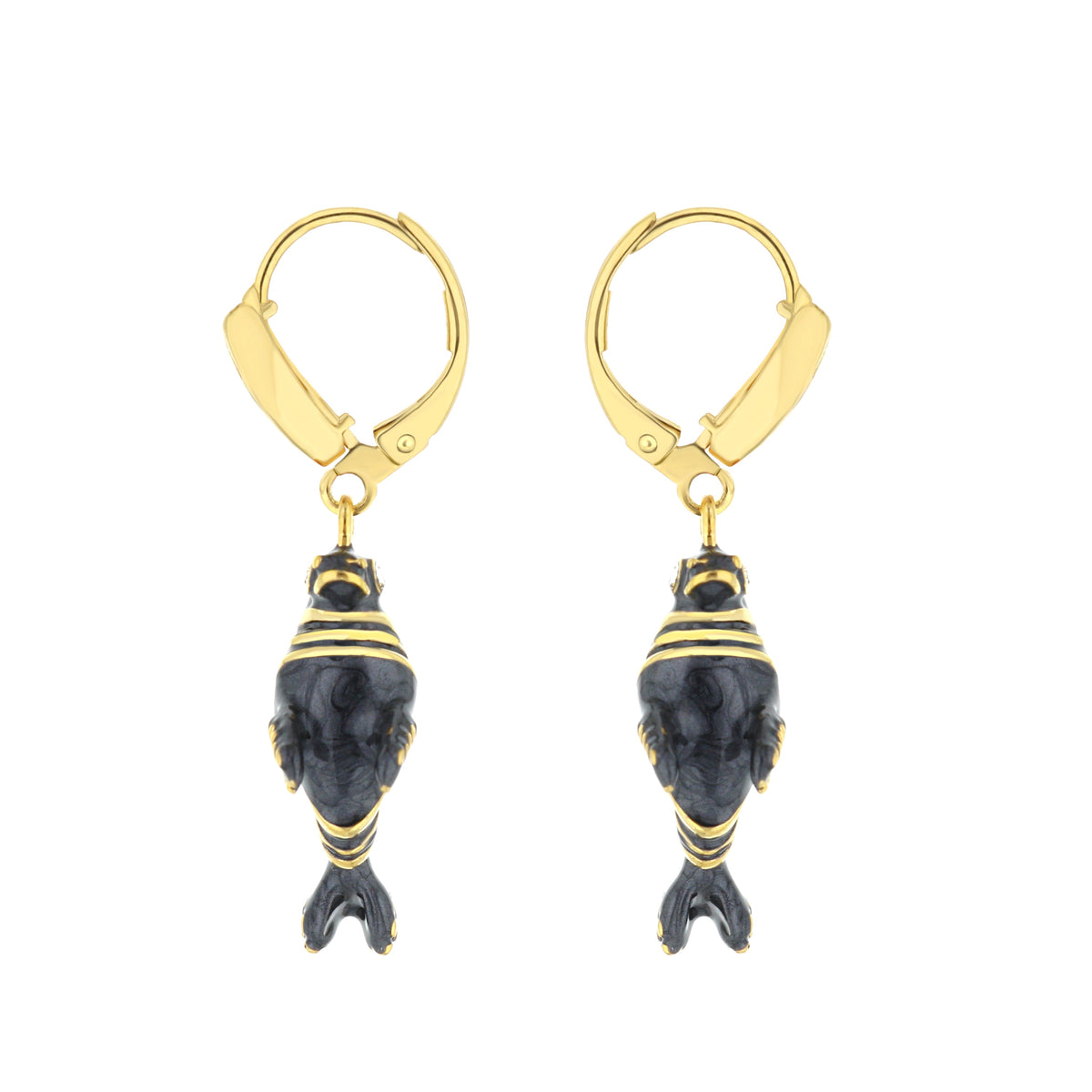 Eau Sea Lion Earrings, Lauren G Adams gold-tone hoops with dark marbled drop beads on Tampa Home & Garden Store