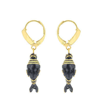 Eau Sea Lion Earrings, Lauren G Adams gold-tone hoops with dark marbled drop beads on Tampa Home & Garden Store