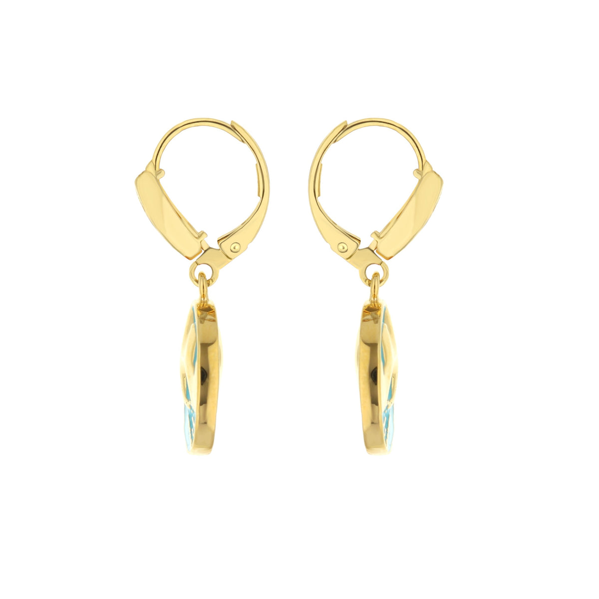 Pair of Eau Enamel Cabo Earrings in gold hoops with turquoise enamel accents by Lauren G Adams on Tampa Home & Garden Store
