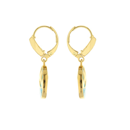 Pair of Eau Enamel Cabo Earrings in gold hoops with turquoise enamel accents by Lauren G Adams on Tampa Home & Garden Store