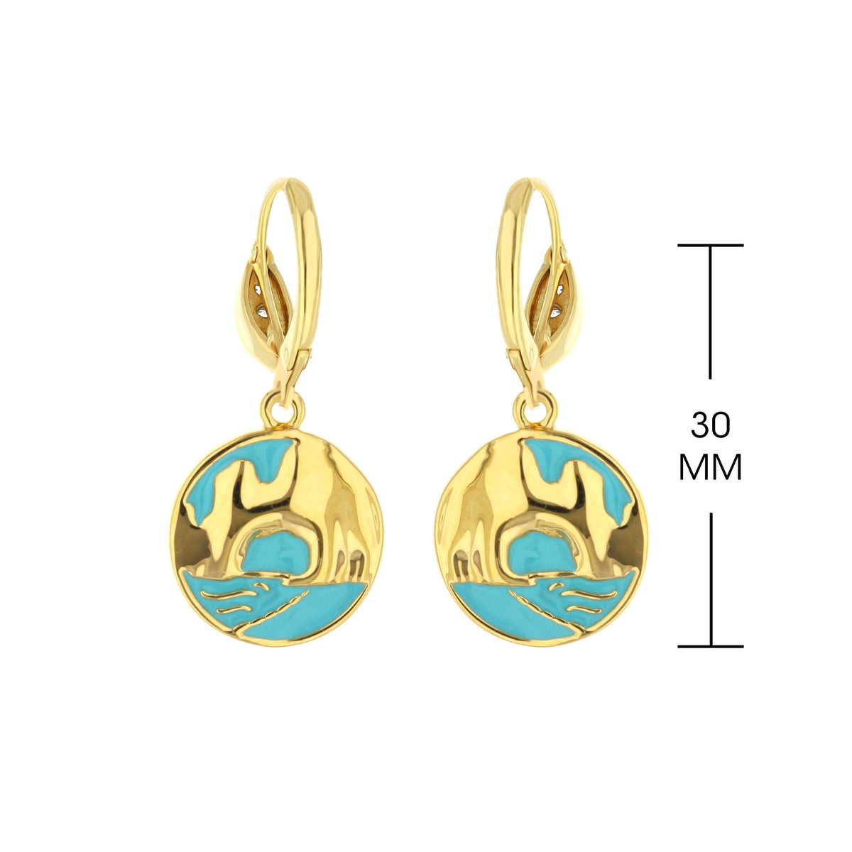 Eau Enamel Cabo Earrings gold hoops turquoise enamel medallions Lauren G Adams 2 on Tampa Home & Garden Store