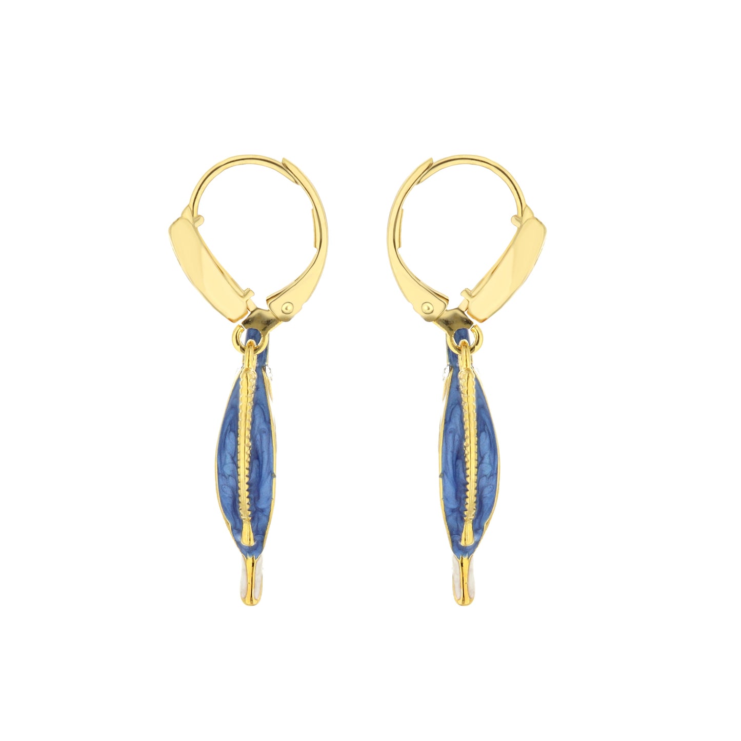Eau Swordfish Earrings by Lauren G Adams pair of gold-tone hoops with blue enamel pendants on Tampa Home & Garden Store