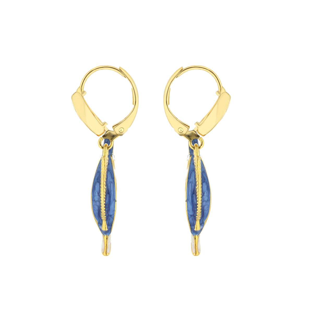 Eau Swordfish Earrings by Lauren G Adams pair of gold-tone hoops with blue enamel pendants on Tampa Home & Garden Store