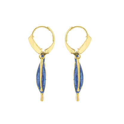 Eau Swordfish Earrings by Lauren G Adams pair of gold-tone hoops with blue enamel pendants on Tampa Home & Garden Store