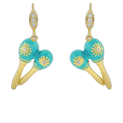 Eau Maracas Earrings turquoise sun-motif charms with gold drop connectors Lauren G Adams on Tampa Home & Garden Store
