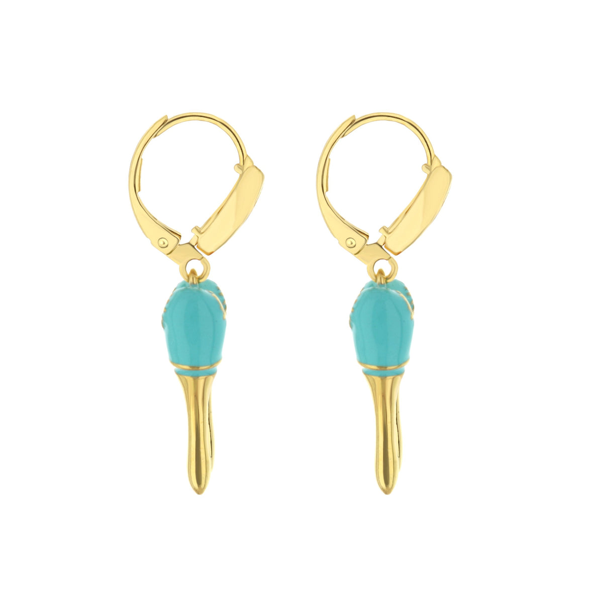 Eau Maracas earrings by Lauren G Adams: gold-tone hoops with turquoise drop beads, pair on Tampa Home & Garden Store