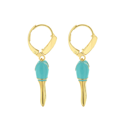 Eau Maracas earrings by Lauren G Adams: gold-tone hoops with turquoise drop beads, pair on Tampa Home & Garden Store