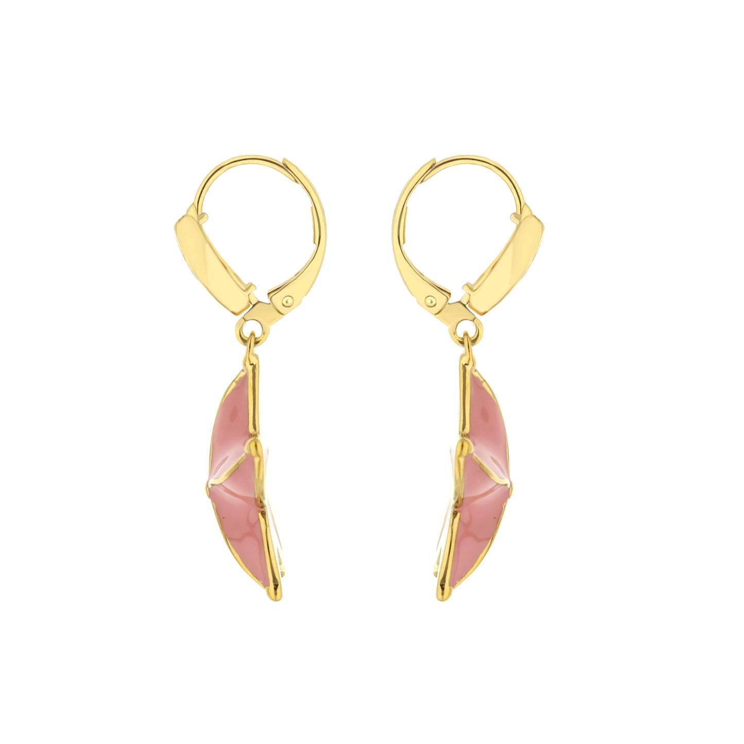Eau Starfish Earrings pair, gold hoop with pink marbled teardrop drops by Lauren G Adams on Tampa Home & Garden Store