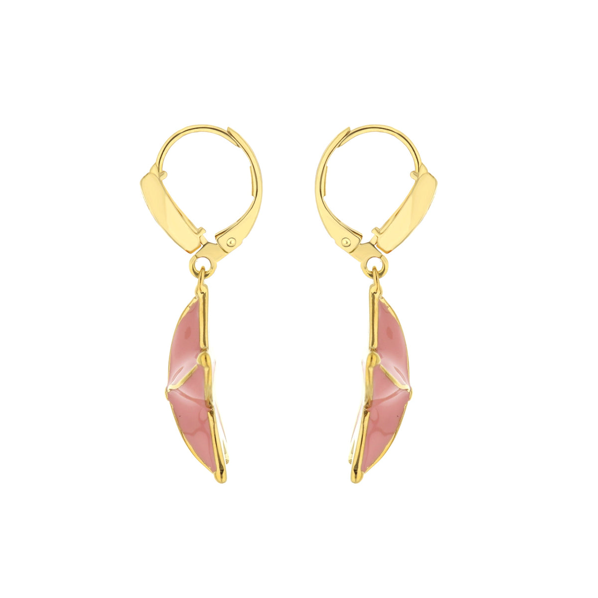 Eau Starfish Earrings pair, gold hoop with pink marbled teardrop drops by Lauren G Adams on Tampa Home & Garden Store