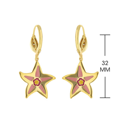 Eau Starfish earrings pair gold-tone hoops with pink enamel starfish charms by Lauren G Adams on Tampa Home & Garden Store