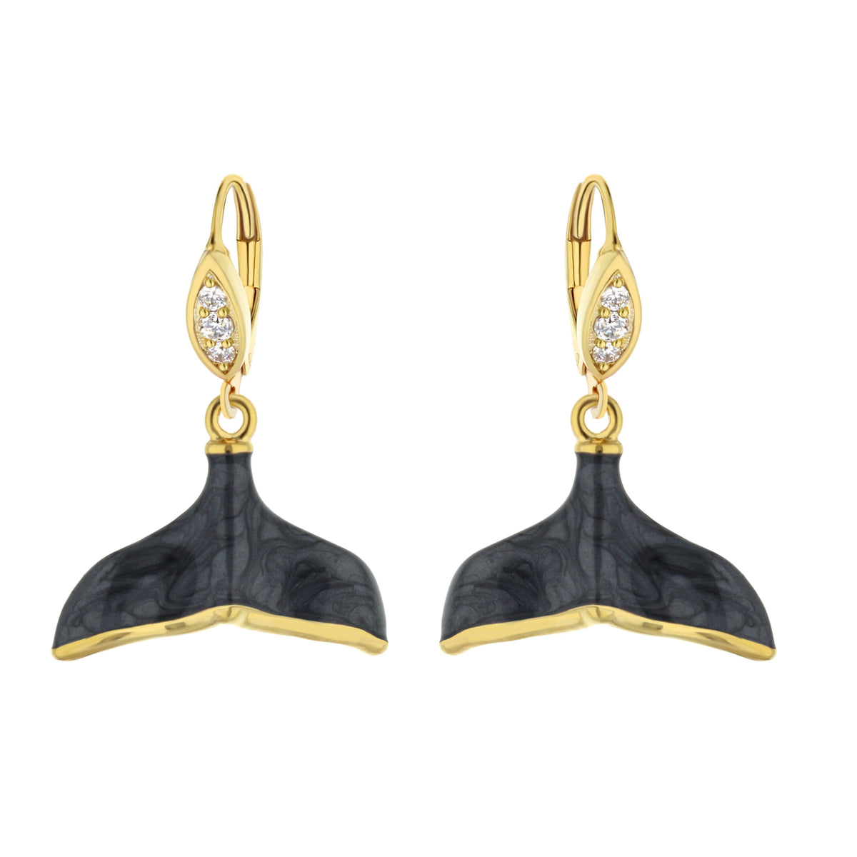 Whale Tail earrings gold-tone with crystal pave stones Lauren G Adams pair on Tampa Home & Garden Store