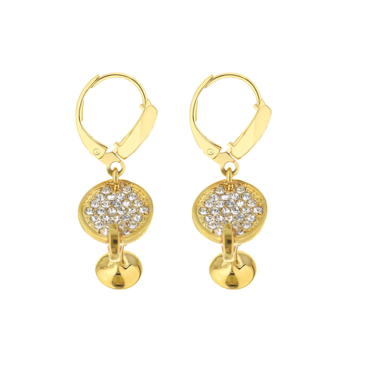 Eau Enamel Margarita earrings, gold-tone hoops with crystal pave discs on Tampa Home & Garden Store