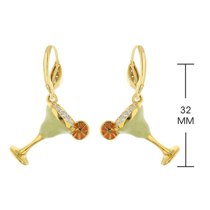 Eau Enamel Margarita Earrings by Lauren G Adams, gold-tone hoops with pale green enamel drops on Tampa Home & Garden Store