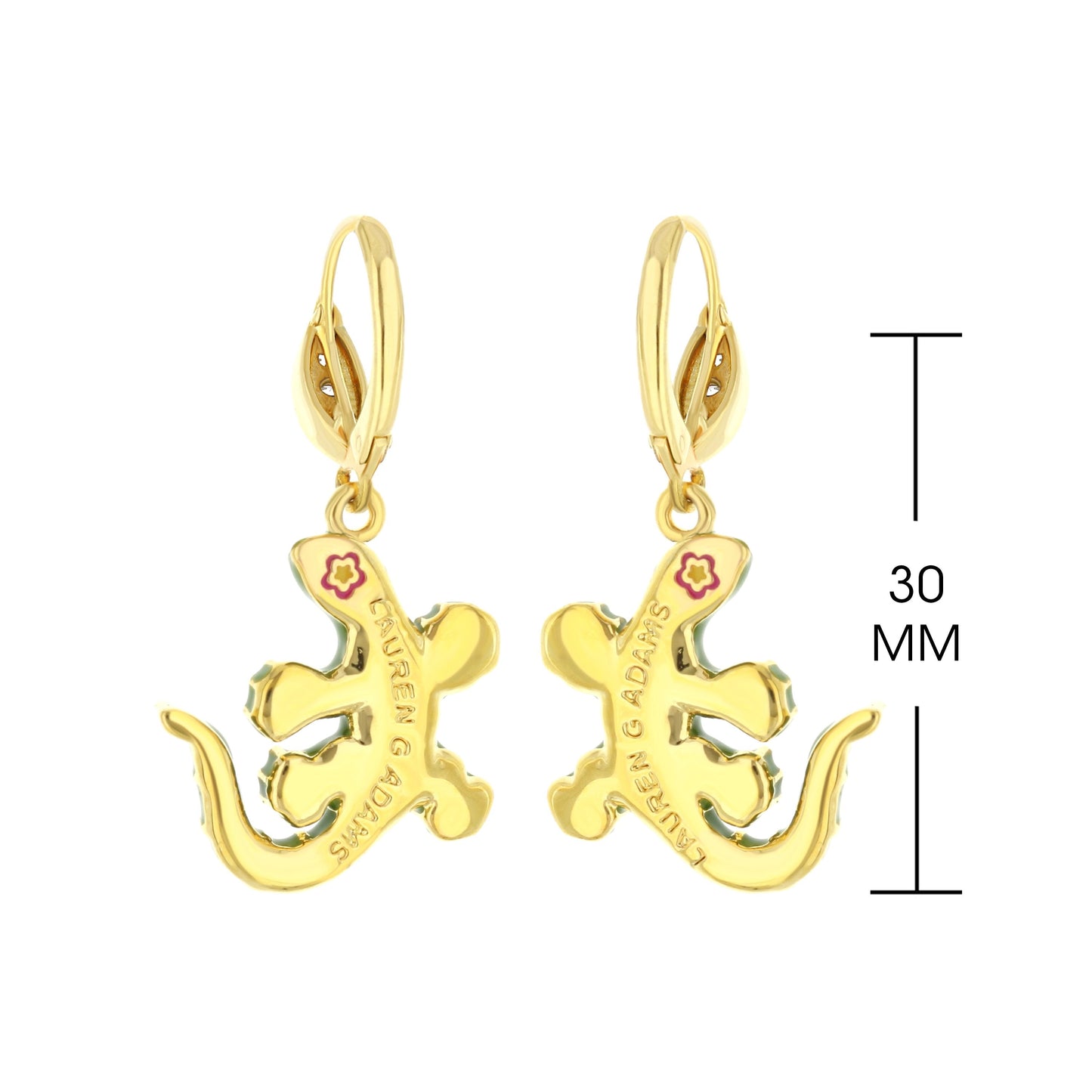 Eau Gecko earrings by Lauren G Adams, gold-tone enamel floral hoops pair on Tampa Home & Garden Store