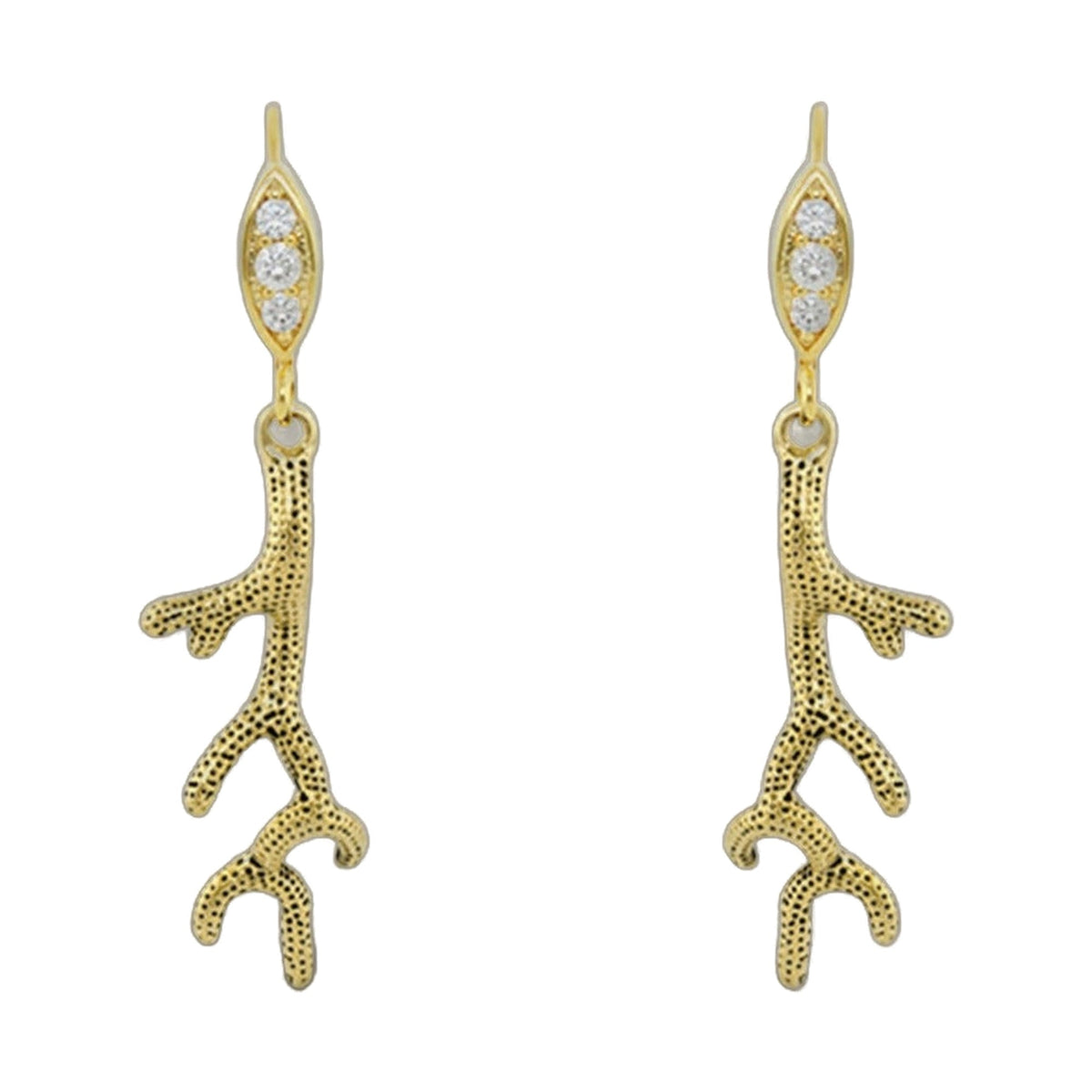 Eau Coral Earrings gold-tone drop earrings with crystals on Tampa Home & Garden Store