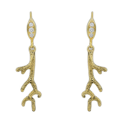 Eau Coral Earrings gold-tone drop earrings with crystals on Tampa Home & Garden Store