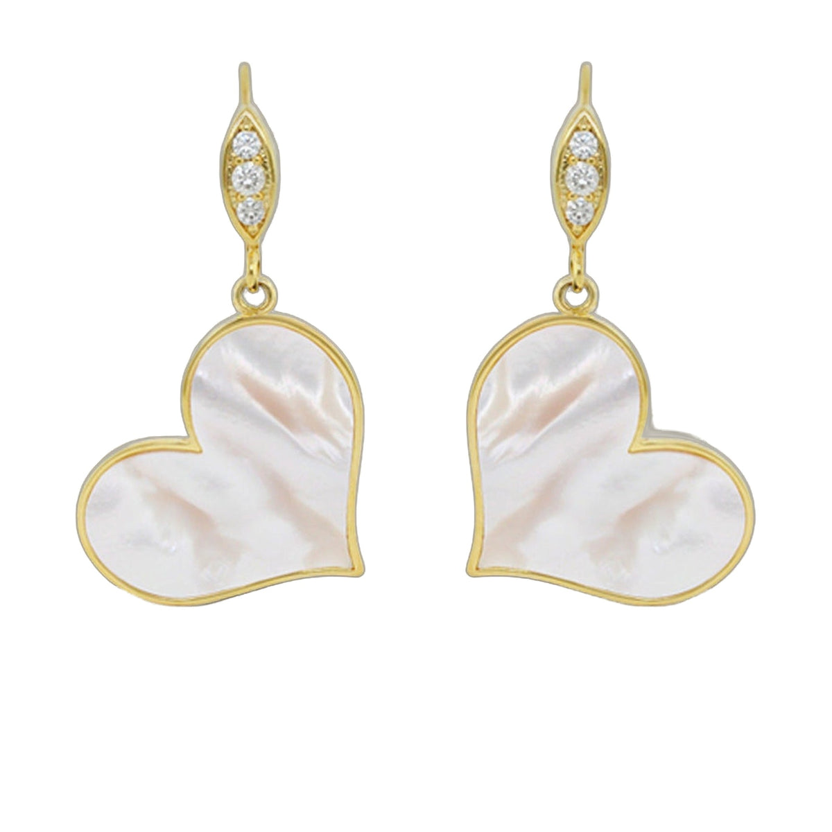 Eau Heart Earrings gold drops with diamonds & mother-of-pearl heart pendants Lauren G Adams on Tampa Home & Garden Store