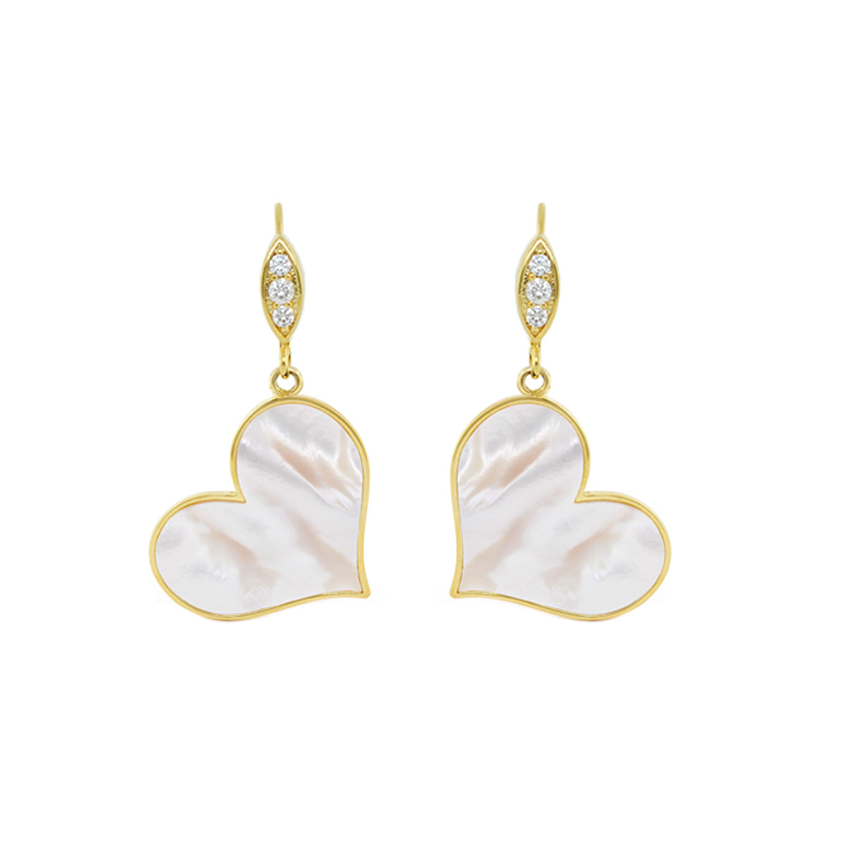Eau Heart Earrings gold-tone drops with mother-of-pearl heart pendants by Lauren G Adams on Tampa Home & Garden Store