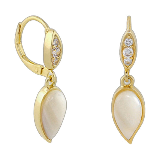 Eau Leaf Earrings pair: gold-tone hoop and teardrop drops with crystals and pearls by Lauren G Adams on Tampa Home & Garden Store