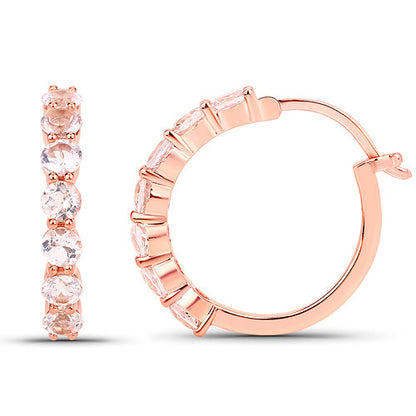 Earrings 18K rose gold plated Morganite hoops; .925 sterling silver, 1.68 ct by Bids.com on Tampa Home & Garden Store