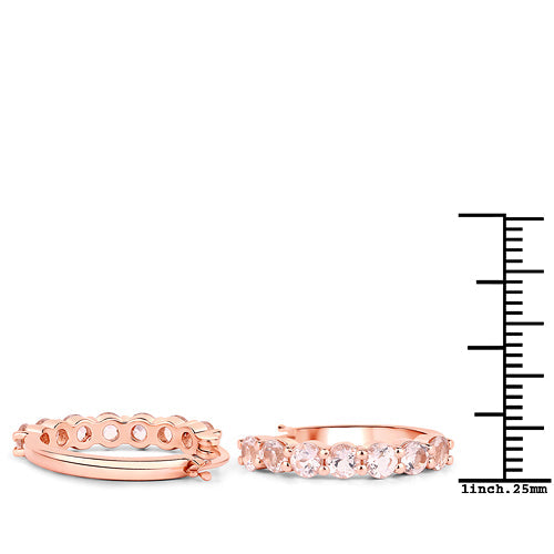 Pair of Morganite earrings 18K rose gold plated sterling silver 1.68ct with clear stones on Tampa Home & Garden Store