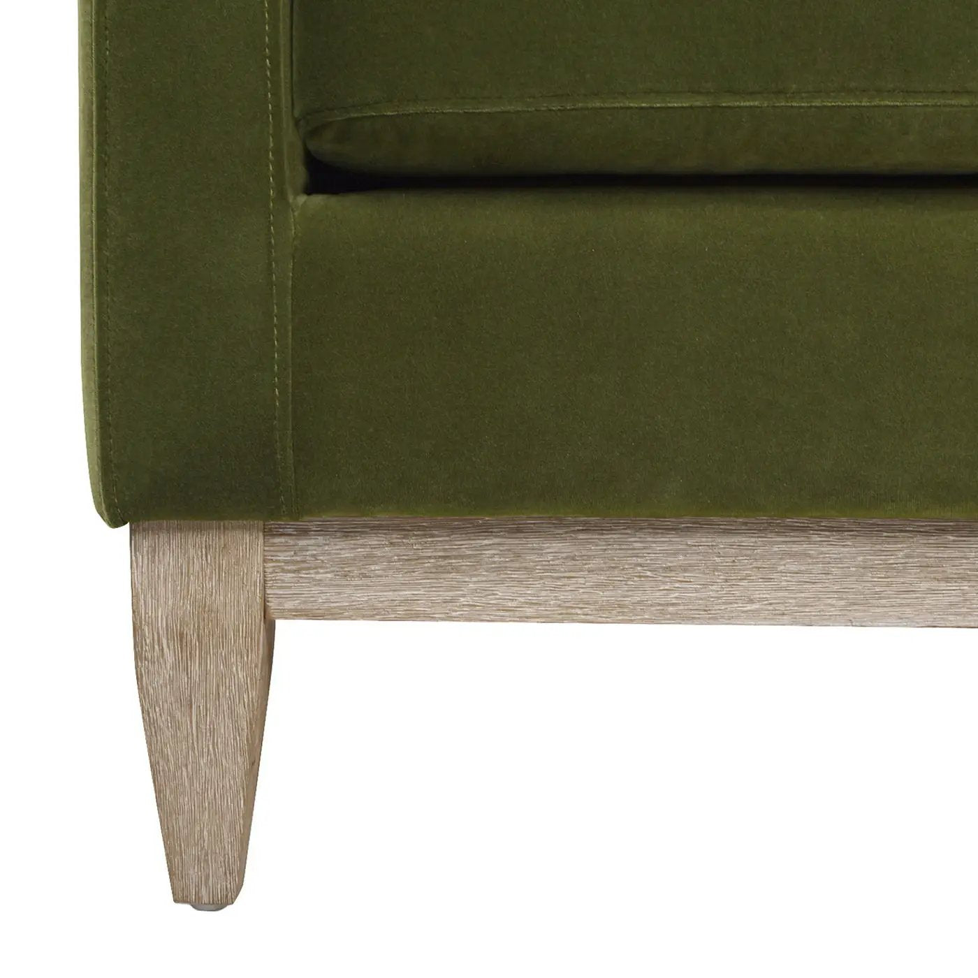 Knox Modern Farmhouse reversible chaise sectional sofa green upholstery with light wood legs on Tampa Home & Garden Store