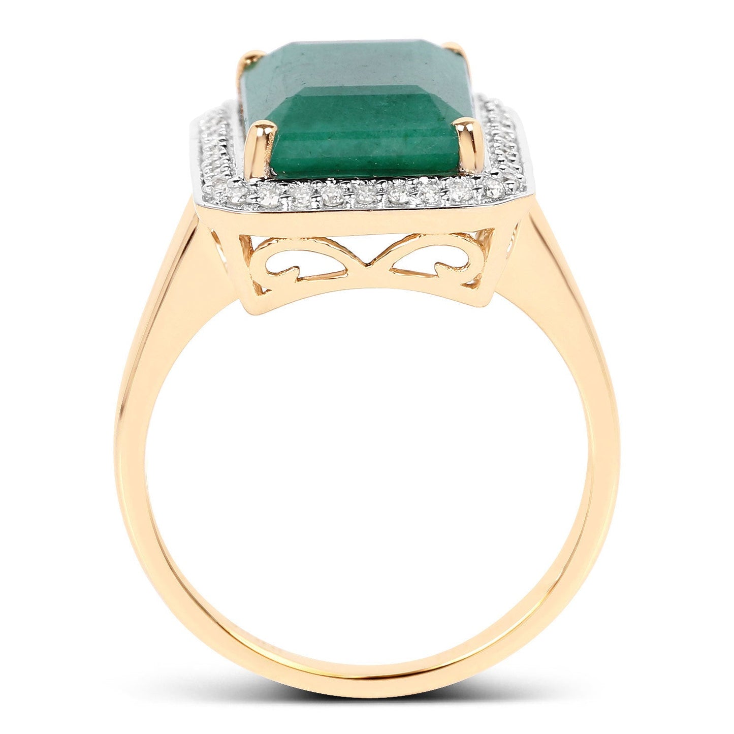 Ring 5.71ct dyed emerald and white diamond in 14K yellow gold with a diamond halo on Tampa Home & Garden Store