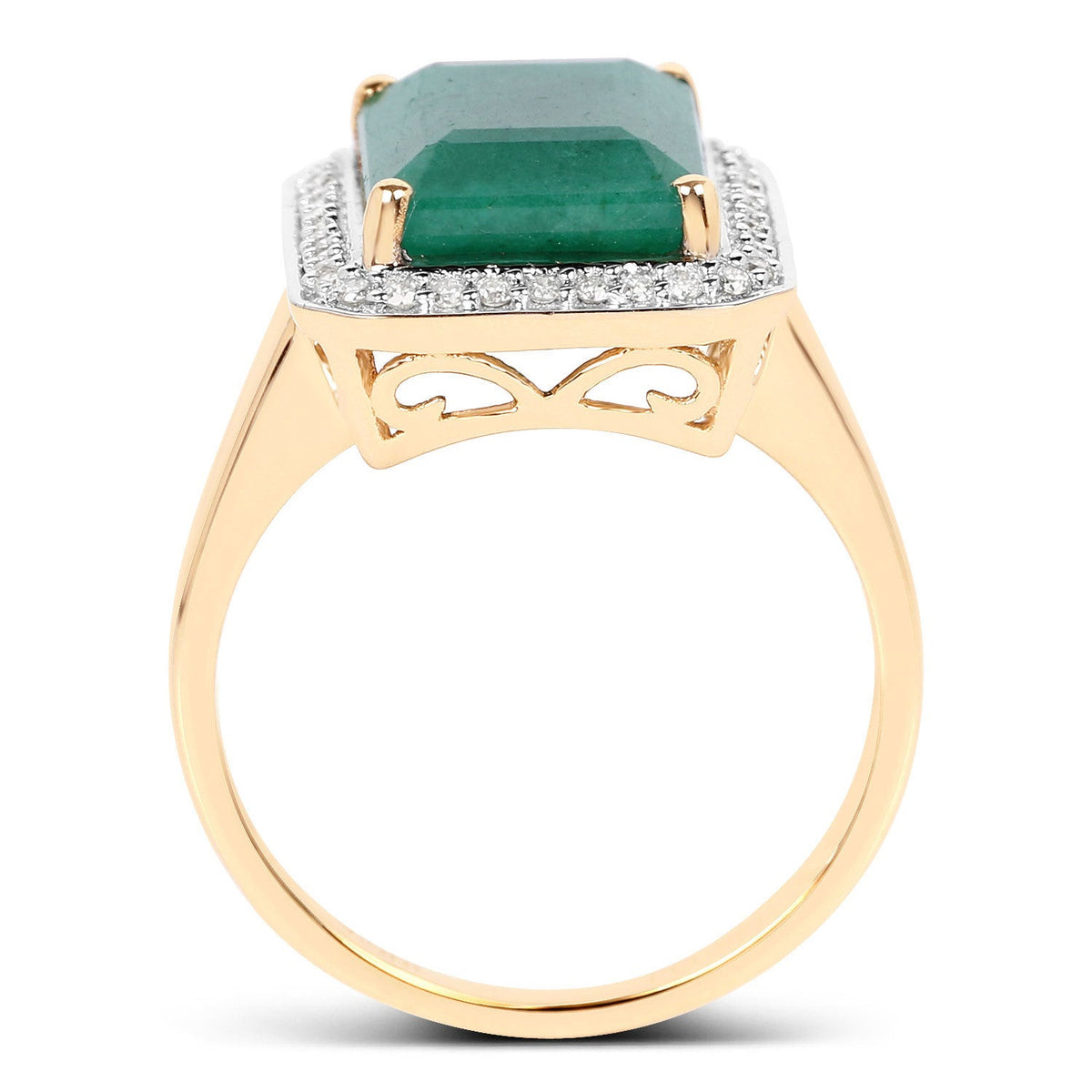 Ring 5.71ct dyed emerald and white diamond in 14K yellow gold with a diamond halo on Tampa Home & Garden Store