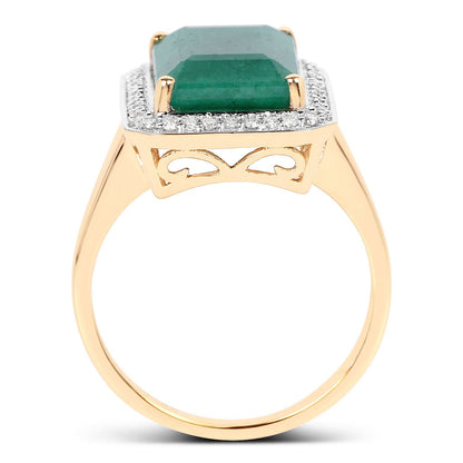 Ring 5.71ct dyed emerald and white diamond in 14K yellow gold with a diamond halo on Tampa Home & Garden Store