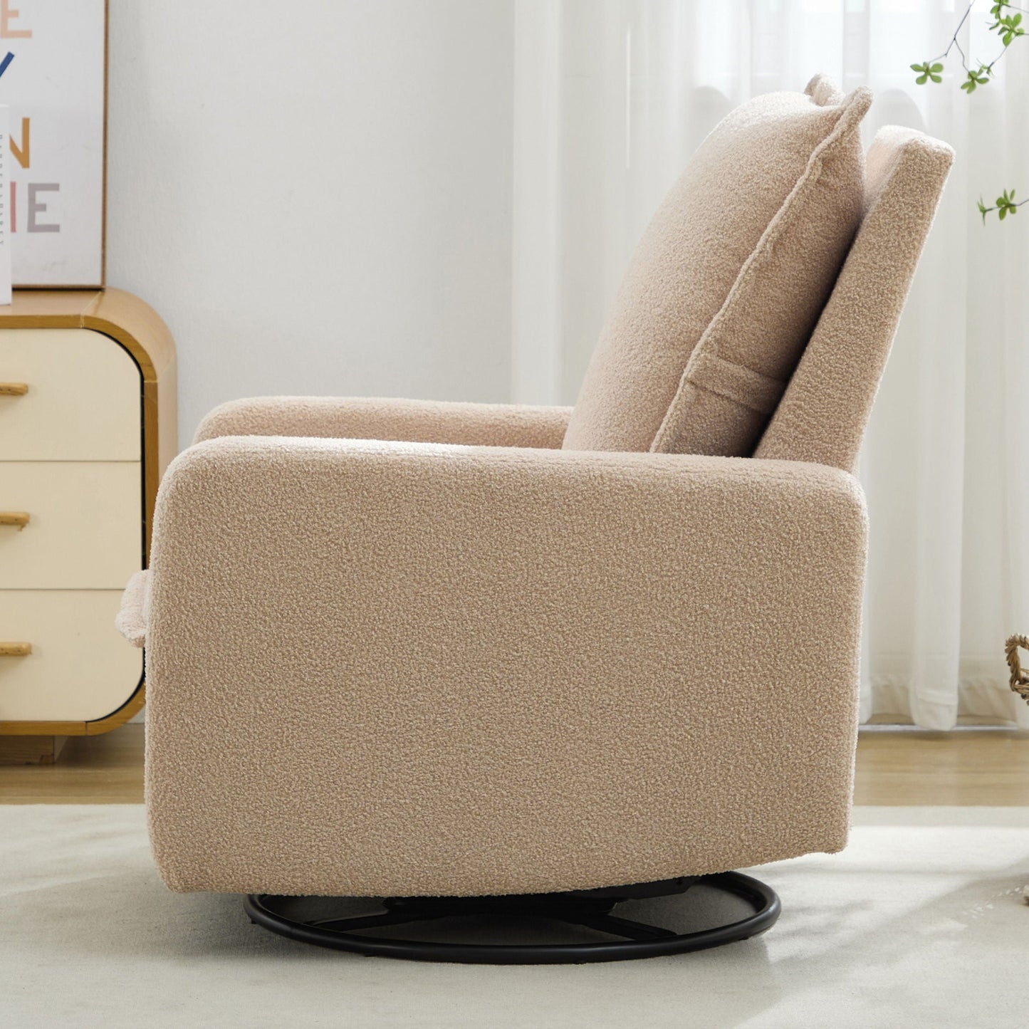 Cozy Swivel Glider Recliner Chair and Leg Rest