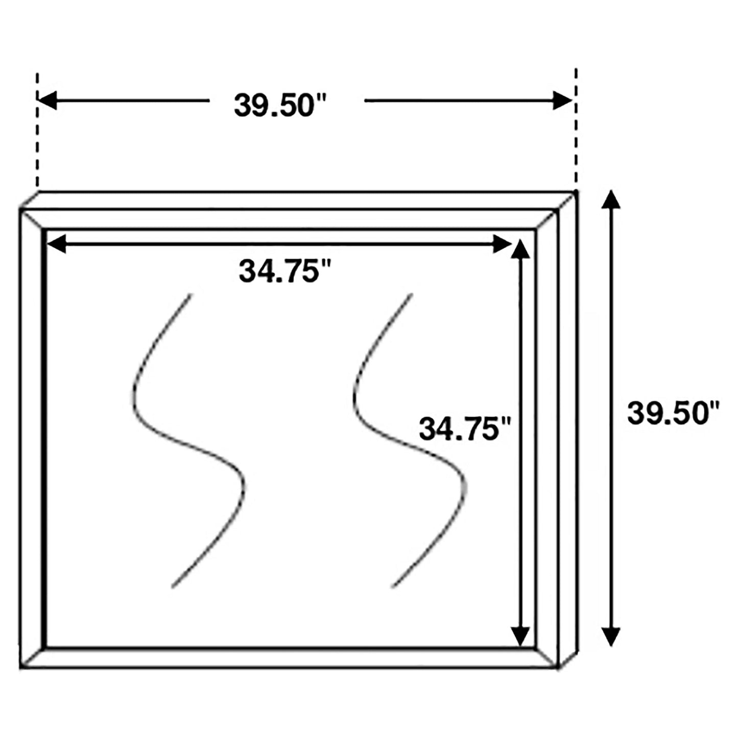 Geary slatted headboard panel 4-piece bedroom set by HouseOfZazla, drawing shows 39.50" width on Tampa Home & Garden Store
