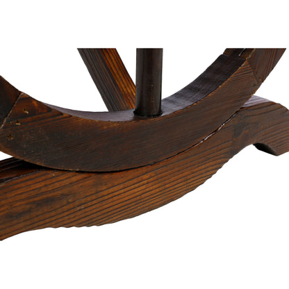 Outdoor rustic wooden bench with wagon wheel legs, dark brown stained wood HouseOfZazla on Tampa Home & Garden Store