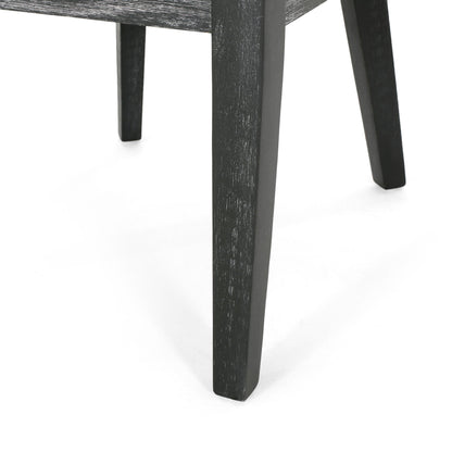 Modern Dining Chair Set legs in black distressed wood with a wooden frame detail on Tampa Home & Garden Store