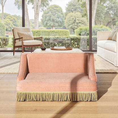 Duchess pet bed sofa pink-beige fabric with fringe tassels HouseOfZazla cat bed on Tampa Home & Garden Store
