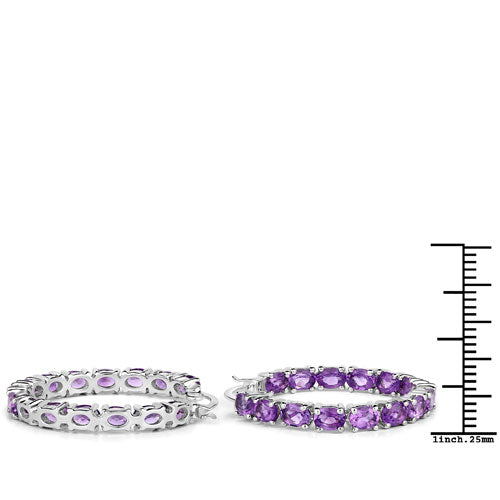 Earrings 4.80ct genuine amethyst in .925 sterling silver hoops, two styles on Tampa Home & Garden Store