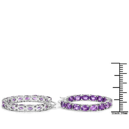 Earrings 4.80ct genuine amethyst in .925 sterling silver hoops, two styles on Tampa Home & Garden Store