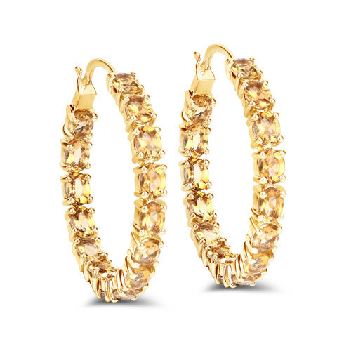 Earrings 4.80ct citrine hoop in gold-tone setting on Tampa Home & Garden Store