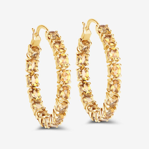 4.80 Carat genuine citrine hoop earrings pair in gold-tone setting by Bids.com on Tampa Home & Garden Store