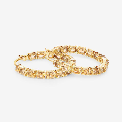 Citrine hoop earrings, gold-tone metal, 4.80 carat total, Bids.com on Tampa Home & Garden Store