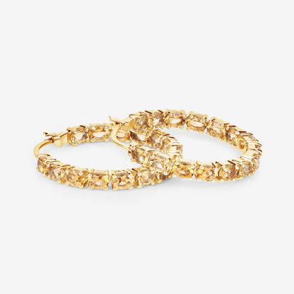 Citrine hoop earrings, gold-tone metal, 4.80 carat total, Bids.com on Tampa Home & Garden Store