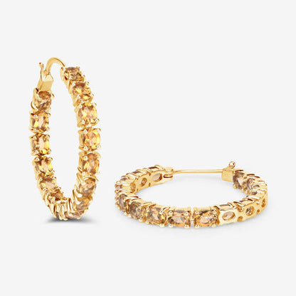 Hoop earrings gold-tone citrine stones, 4.80ct, .925 sterling silver by Bids.com on Tampa Home & Garden Store