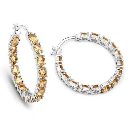 Earrings - 4.80ct citrine hoop earrings in .925 sterling silver by Bids.com, pair on Tampa Home & Garden Store
