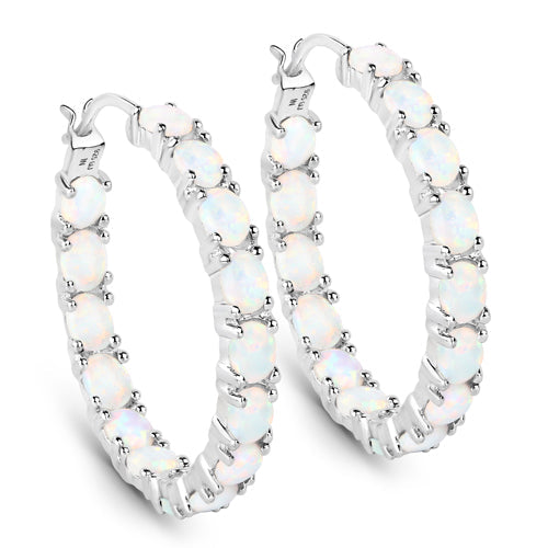 2.05ct created opal hoop earrings in .925 sterling silver, Bids.com on Tampa Home & Garden Store