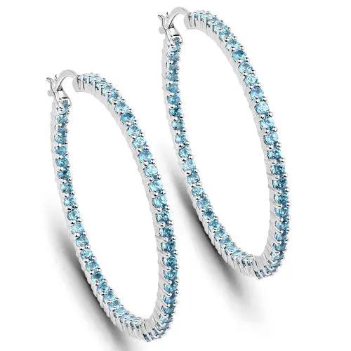 Sterling silver hoop earrings with 3.60ct blue topaz, Bids.com on Tampa Home & Garden Store