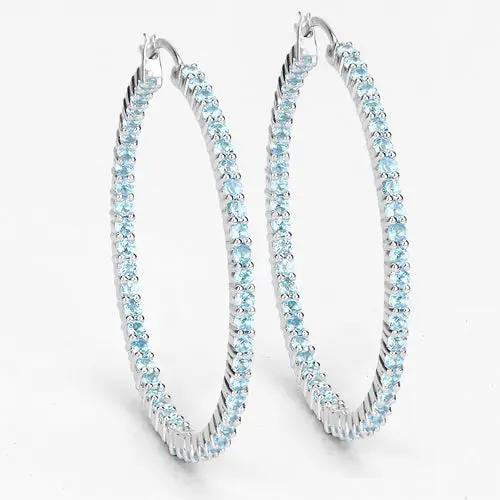 Pair hoop earrings 3.60ct Swiss Blue Topaz in .925 sterling silver by Bids.com on Tampa Home & Garden Store