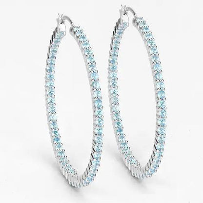 Pair hoop earrings 3.60ct Swiss Blue Topaz in .925 sterling silver by Bids.com on Tampa Home & Garden Store