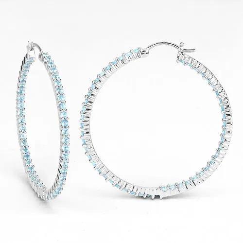 Earrings 3.60ct Swiss blue topaz hoop in .925 sterling silver by Bids.com on Tampa Home & Garden Store